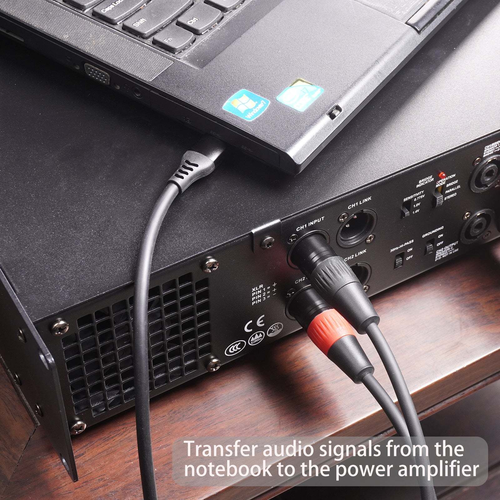 USB to Stereo Converter Audio Cable , USB A to 2 XLR Male output for speakers/amplifiers; one-way USB to XLR with 32Bit/384kHz decoding; red right, black left