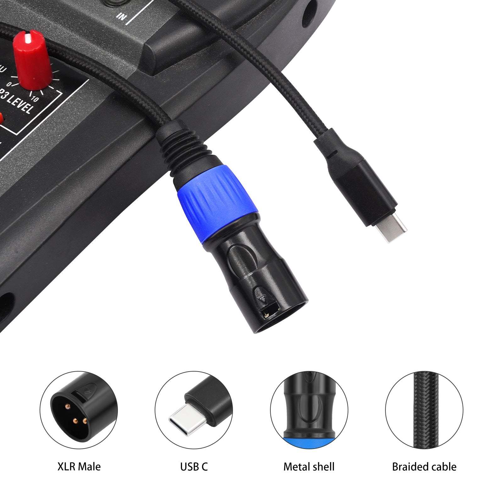 USB C to XLR Cable ，USB Type C to XLR Male Output Stereo Cable，Smartphone Tablet Type-C Device to Amplifier for Amplifier, Speaker, Mixer Console, etc