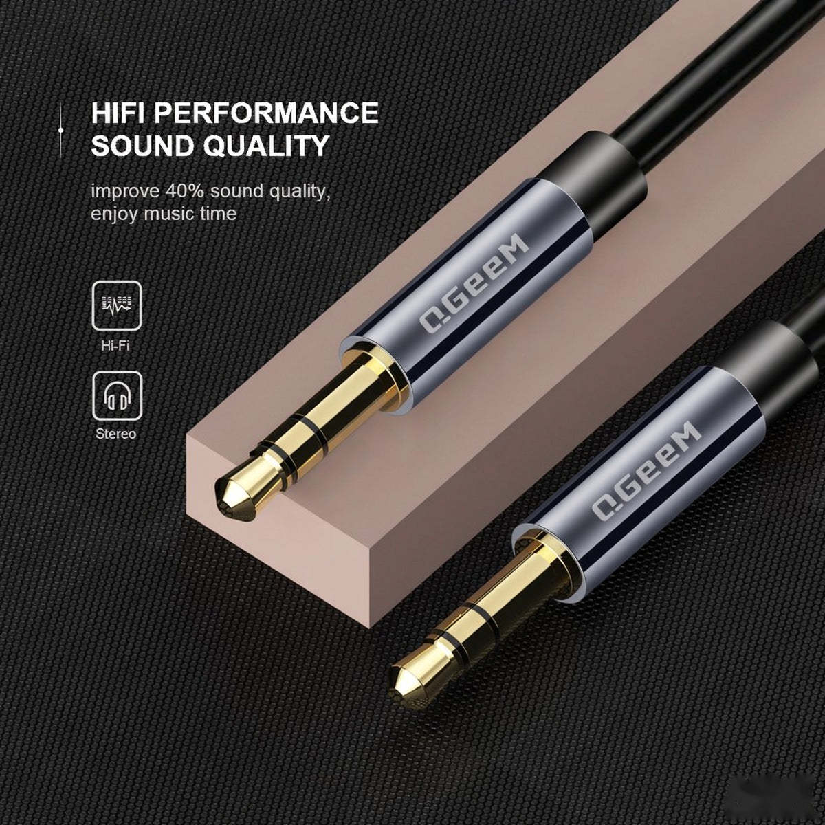 3.5mm TO 3.5mm Aux Cable, 3.5mm Audio Cable, Auxiliary Aux Cord Braided Hi-Fi Sound 1/8 Auxiliary Stereo Cable for Car Stereo, Headphones,Speaker, Laptops, Phone, iPad(with Aux Port)-AU04-F