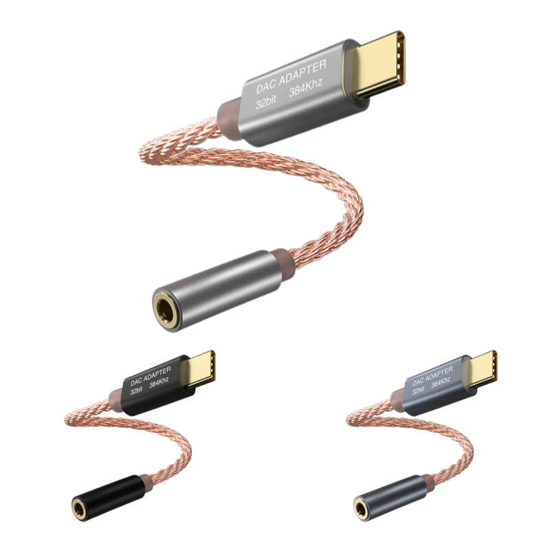 Type-C to 3.5mm Audio Adapter, Hi-Fi DAC Hi-Res Digital Decoder Earphone Amplifier 32Bit 384kHz Type-C to AUX Jack Dongle with ALC5686 Chip, Metal Housing Braided Cable for Headphones, Speakers, Phones Laptops