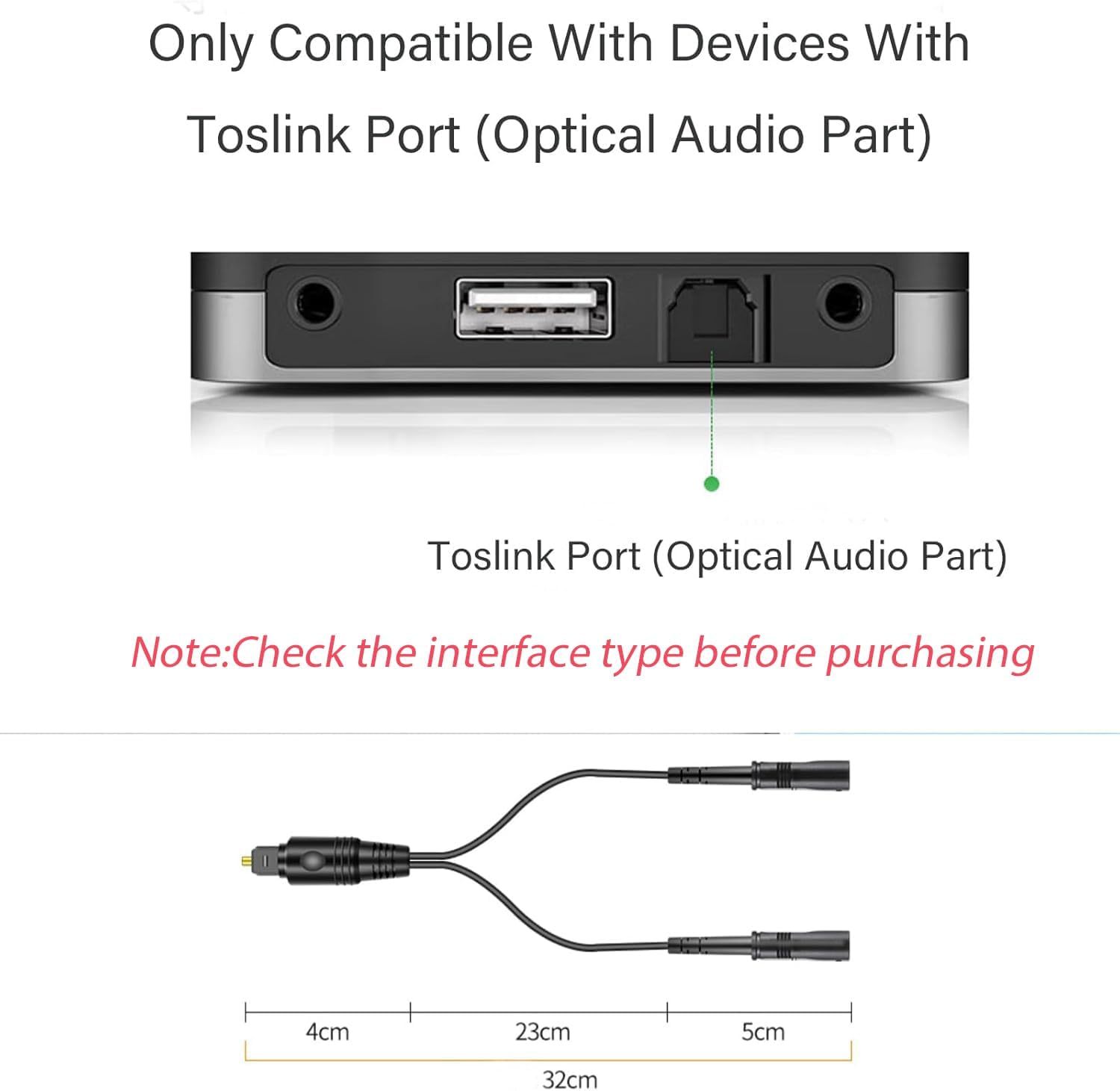 Digital Optical Audio Splitter 1 in 2 Out — For Xbox, PS3, PS4, PS5, DVD, TV Box, Home Theatre Receiver & Sound Bar-（FS-T-066）