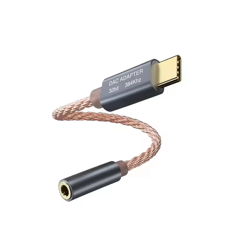 Type-C to 3.5mm Audio Adapter, Hi-Fi DAC Hi-Res Digital Decoder Earphone Amplifier 32Bit 384kHz Type-C to AUX Jack Dongle with ALC5686 Chip, Metal Housing Braided Cable for Headphones, Speakers, Phones Laptops