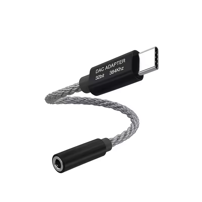 Type-C to 3.5mm Audio Adapter, Hi-Fi DAC Hi-Res Digital Decoder Earphone Amplifier 32Bit 384kHz Type-C to AUX Jack Dongle with ALC5686 Chip, Metal Housing Braided Cable for Headphones, Speakers, Phones Laptops