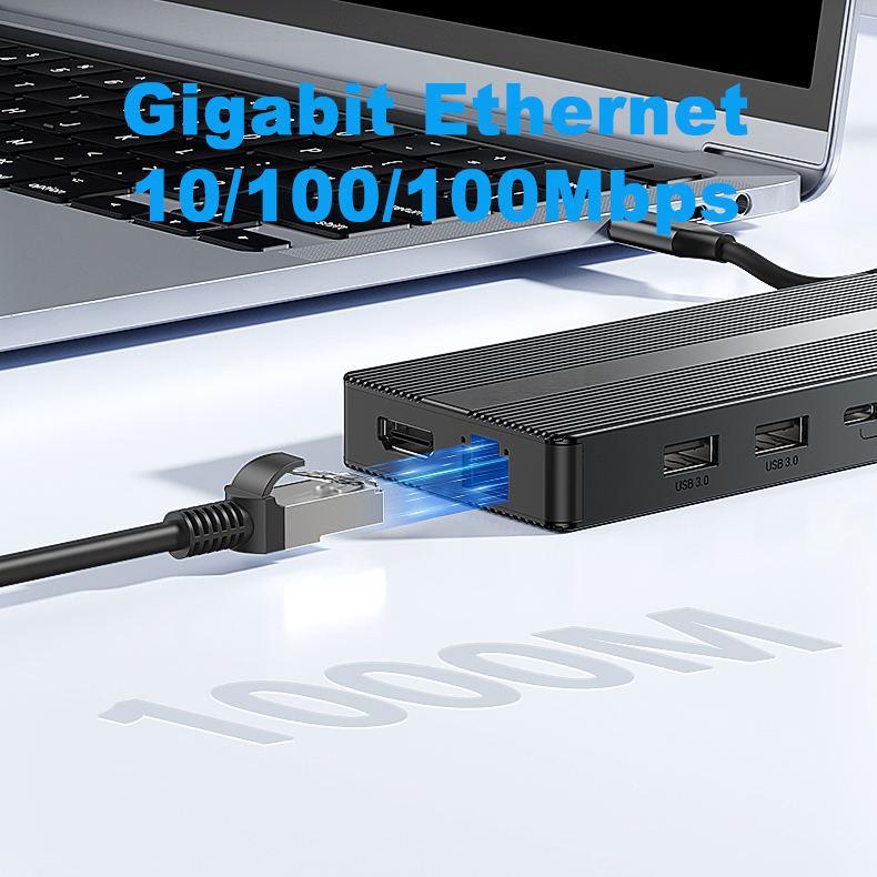 USB C Hub Docking Station Dual Monitor 2*HDMI 4K@60HZ,13 in 1 Laptop Docking Station 2 Monitor with 3*USB C(10Gbps) ,2*USB A(5Ggbps)1*USB-A(480Mbps)，Ethernet(1000M ),PD 100W,SD/TF3.0 for Dell/HP/Lenovo