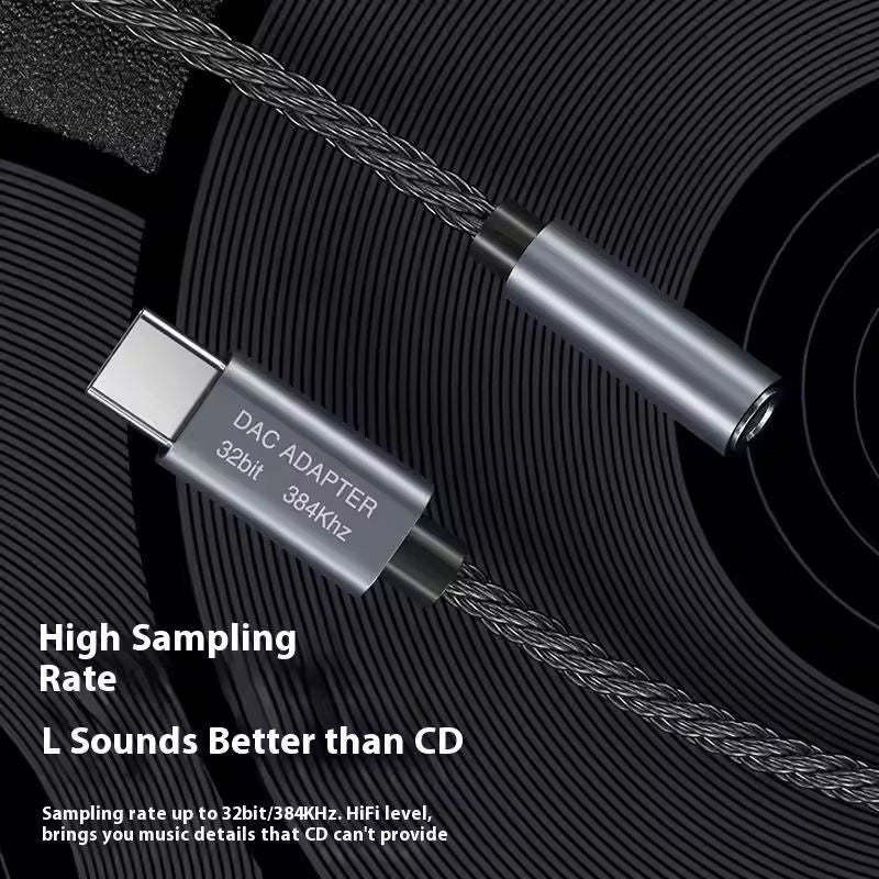 Type-C to 3.5mm Audio Adapter, Hi-Fi DAC Hi-Res Digital Decoder Earphone Amplifier 32Bit 384kHz Type-C to AUX Jack Dongle with ALC5686 Chip, Metal Housing Braided Cable for Headphones, Speakers, Phones Laptops