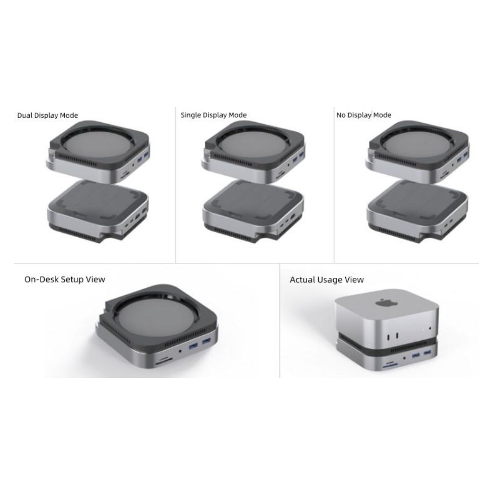 Mac Mini M4 Hub &amp; Stand with SSD Enclosure with&nbsp; 4K60Hz 2*HDMI, 10G 2*USB-A , USB-C 5V3A Charging, SD/TF 3.0, Audio 3.5mm – Mac mini M4 HUB &amp;Docking Station