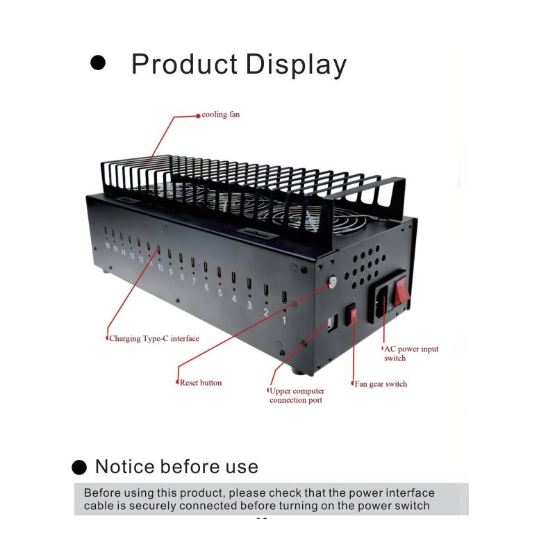 Phone Farm Box, Mobile Farm Server, USB-C Hub – an Integrated Device with 16-Port USB hub and Charging Station. Ideal for Farming Purposes.-UH16-C-480