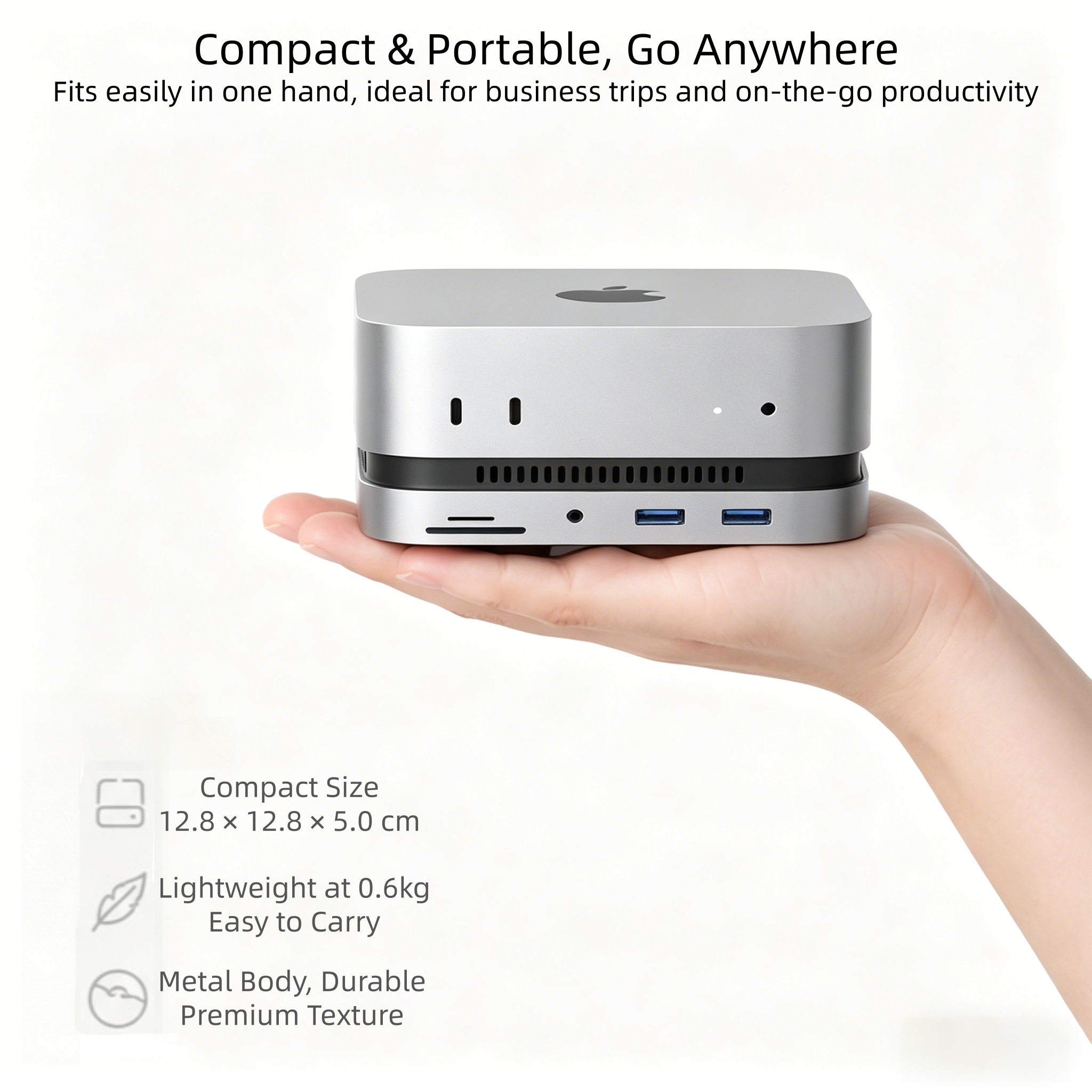 Mac Mini M4 Hub &amp; Stand with SSD Enclosure with&nbsp; 4K60Hz 2*HDMI, 10G 2*USB-A , USB-C 5V3A Charging, SD/TF 3.0, Audio 3.5mm – Mac mini M4 HUB &amp;Docking Station