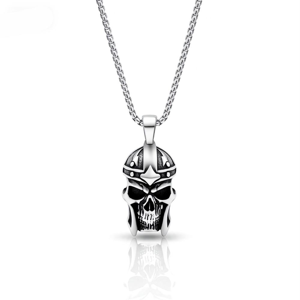 Skull pendant with a helmet 