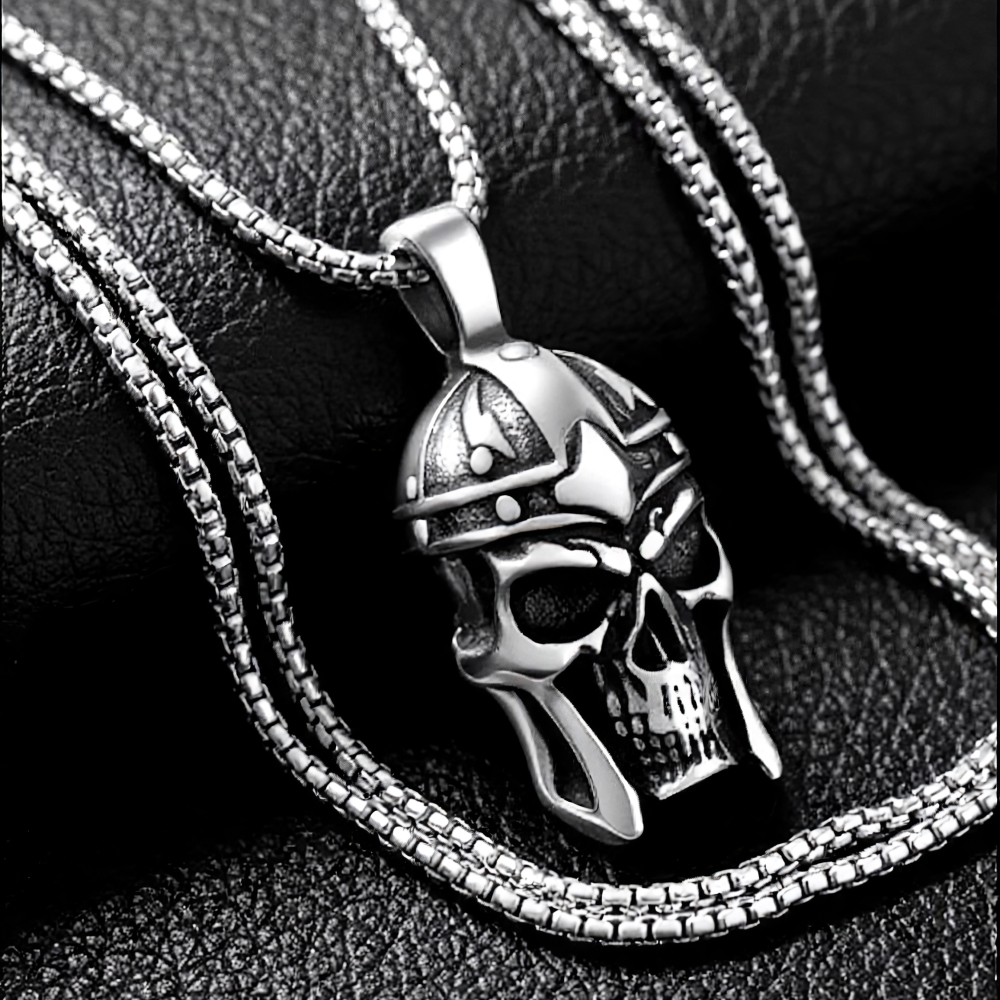 Skull pendant with a helmet 