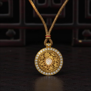 Artisan Crafted Golden Mandala Pendant Necklace