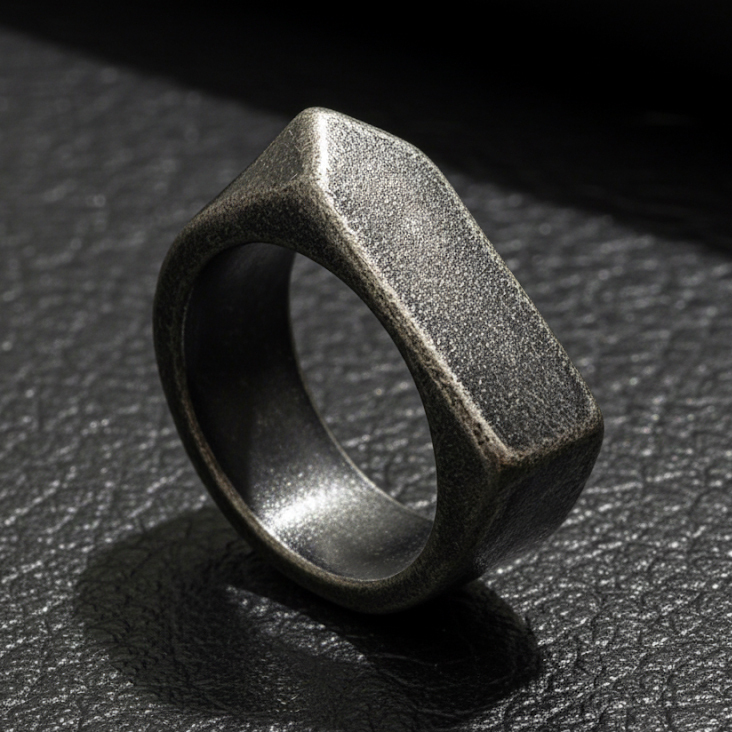 Geometric Textured Statement Ring
