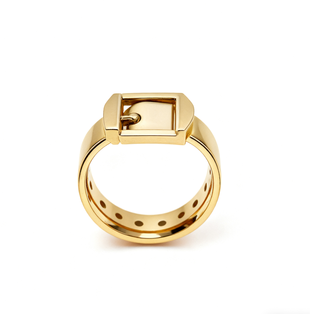 Belt Buckle Inspired Golden Statement Ring