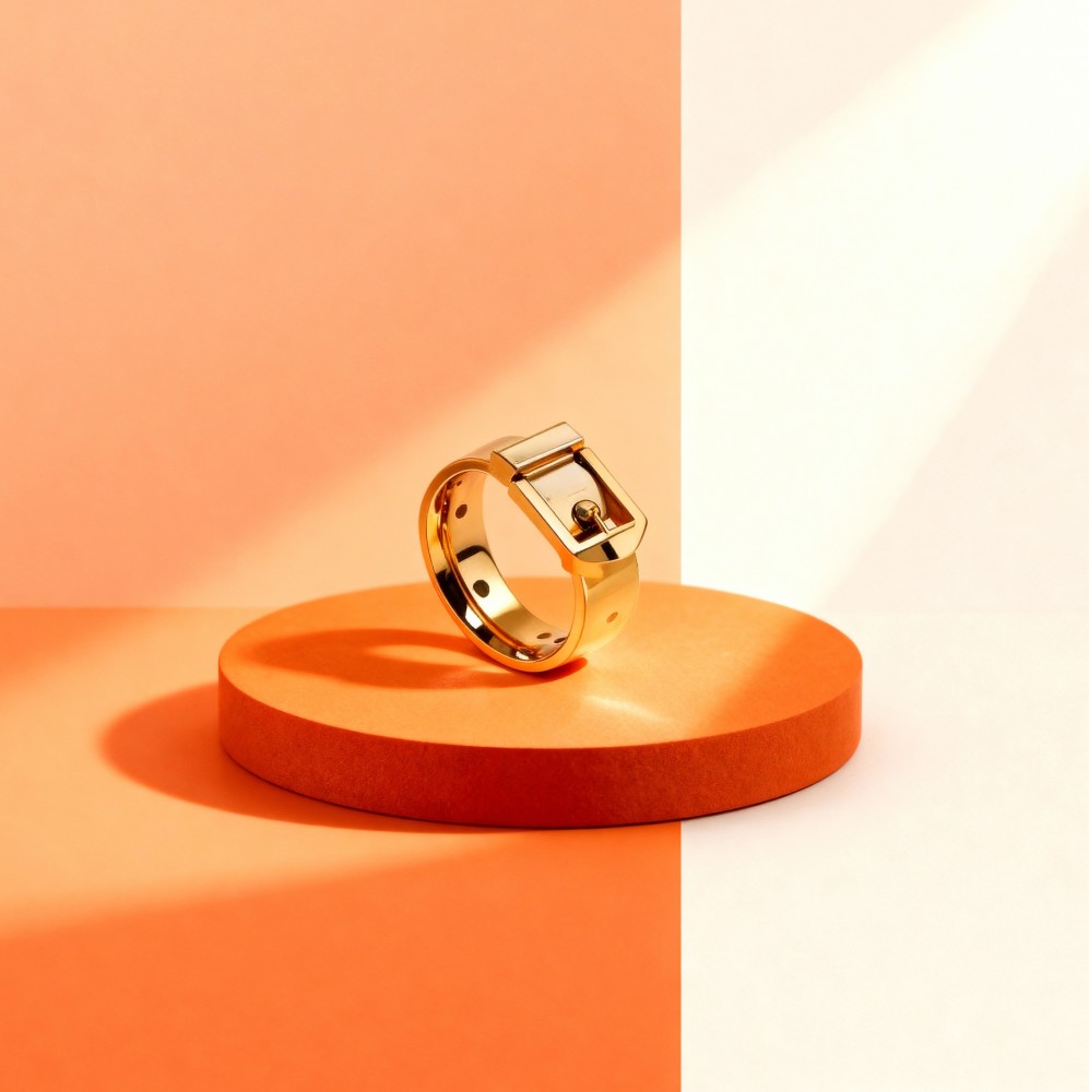 Belt Buckle Inspired Golden Statement Ring