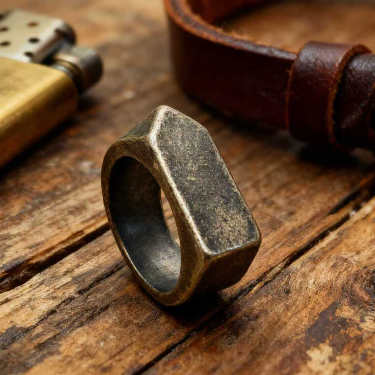 Geometric Textured Statement Ring