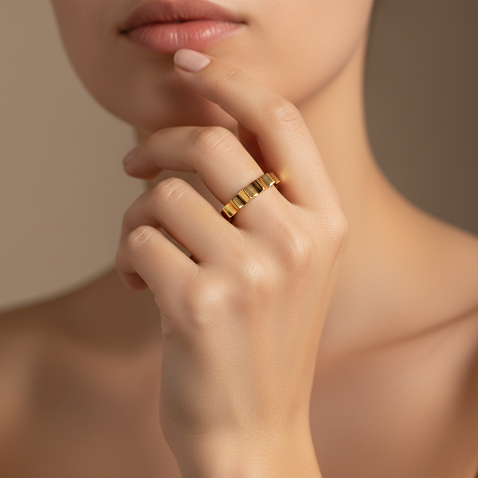 Golden Gear Statement Ring