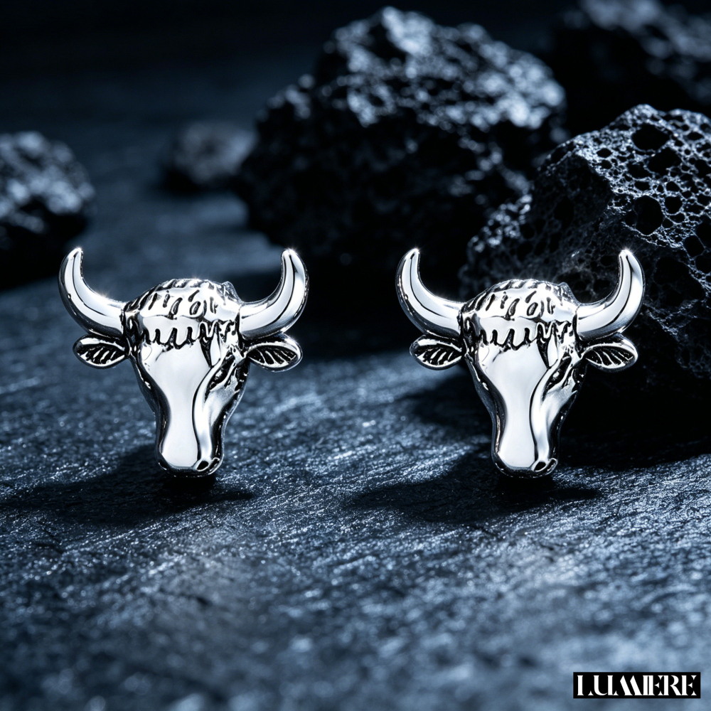 Gothic Bull Stud Earrings