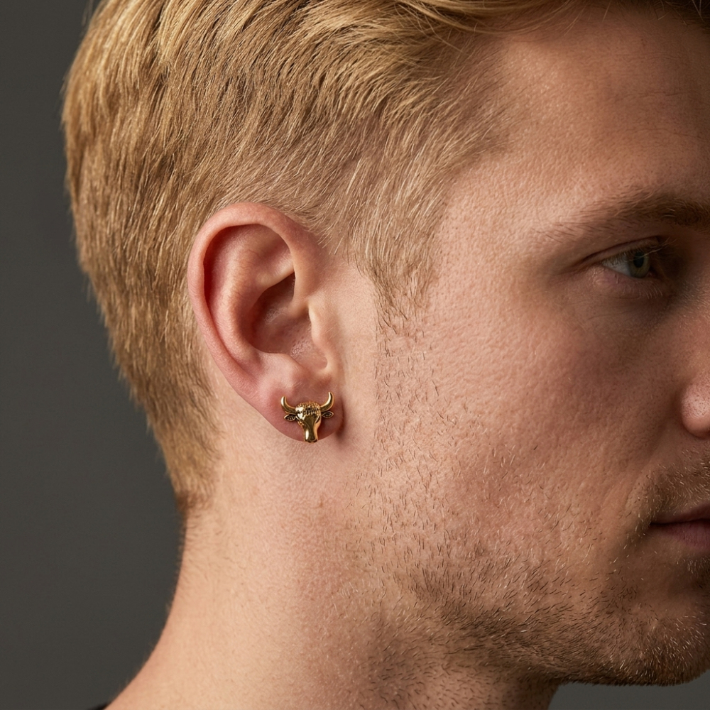 Gothic Bull Stud Earrings