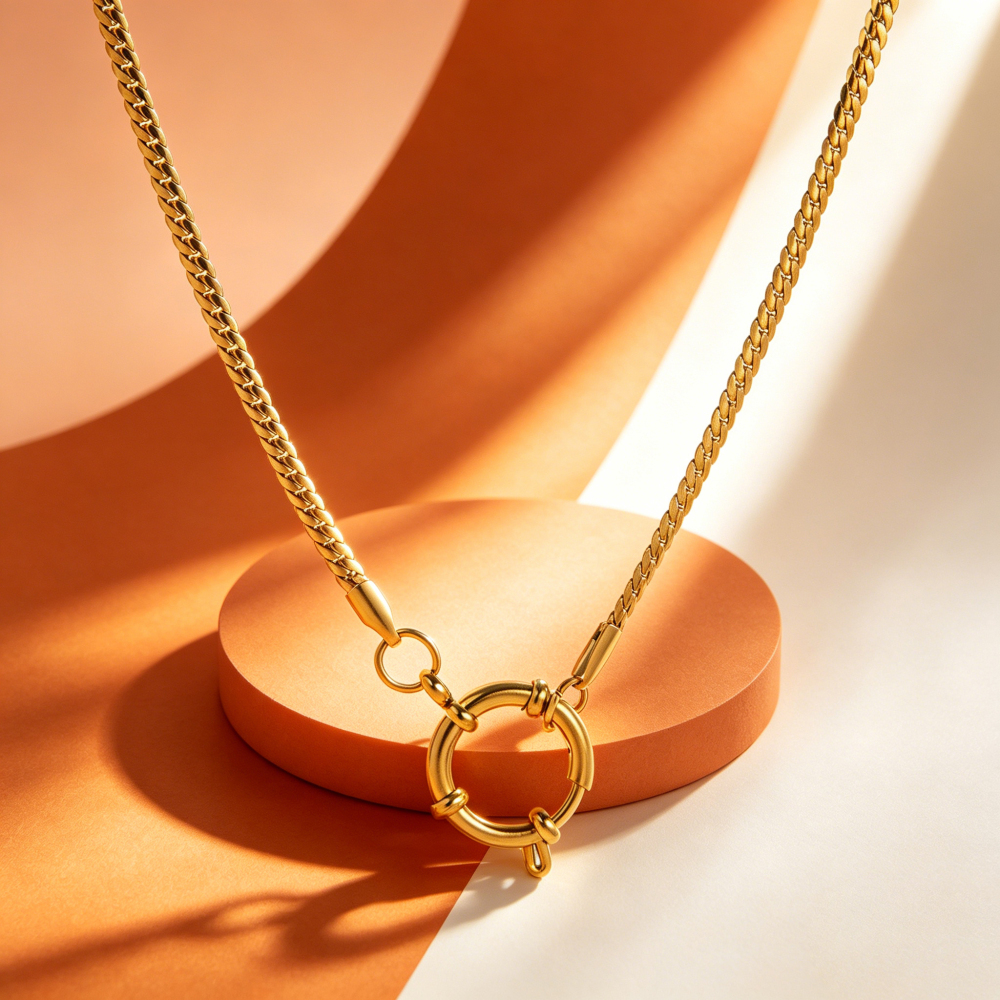 LUMIERE Gold Curb Chain Necklace