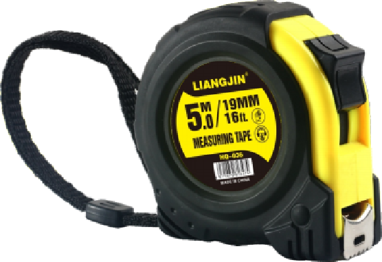 LIANGJIN Round Measuring Tape 5M - Rubber Coated Shell with Black & Yellow Accents, Anti-Slip Design,MY SHOP,5M Rubber-Coated LIANGJIN Measuring Tape – Anti-Slip Design