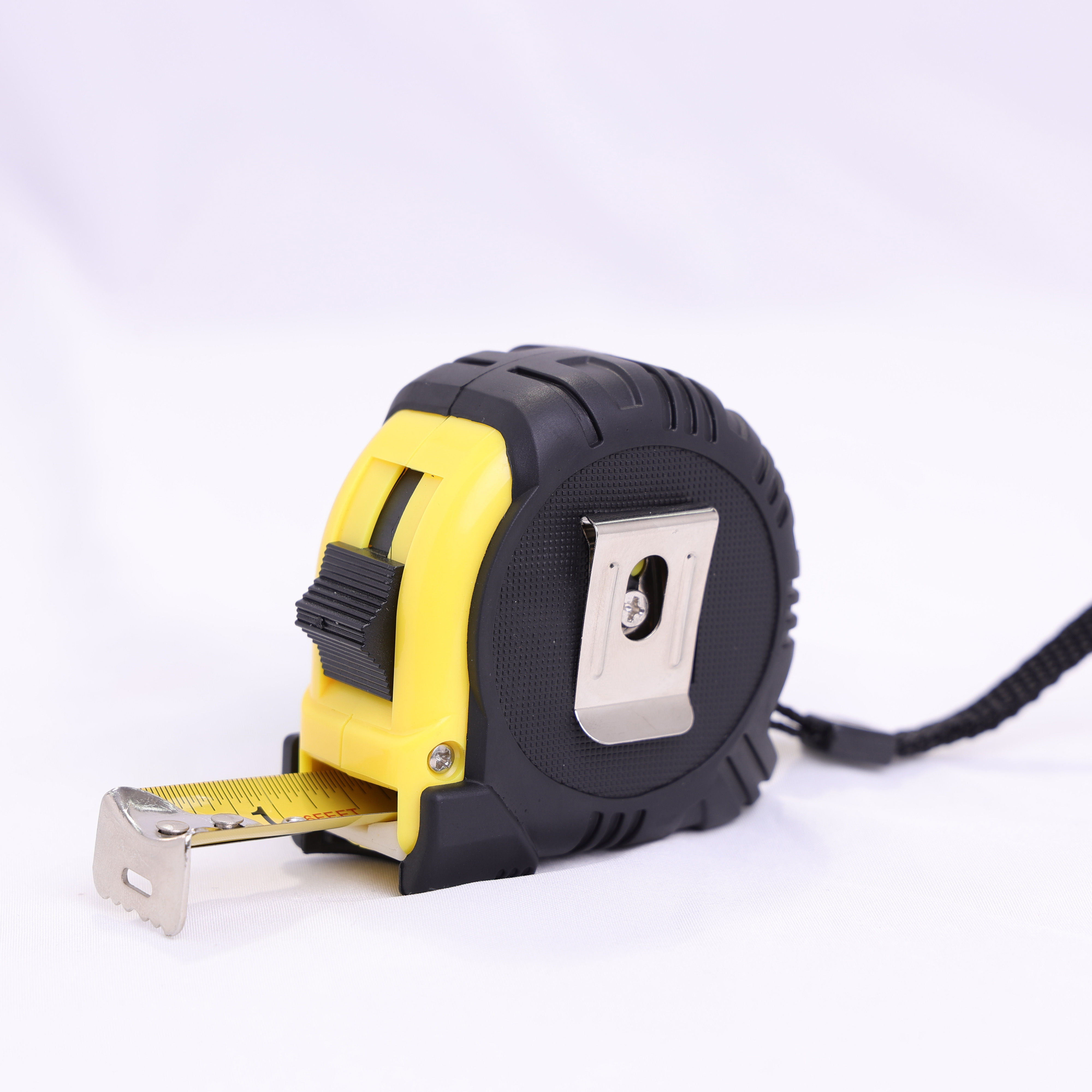LIANGJIN Round Measuring Tape 5M - Rubber Coated Shell with Black & Yellow Accents, Anti-Slip Design,MY SHOP,5M Rubber-Coated LIANGJIN Measuring Tape – Anti-Slip Design
