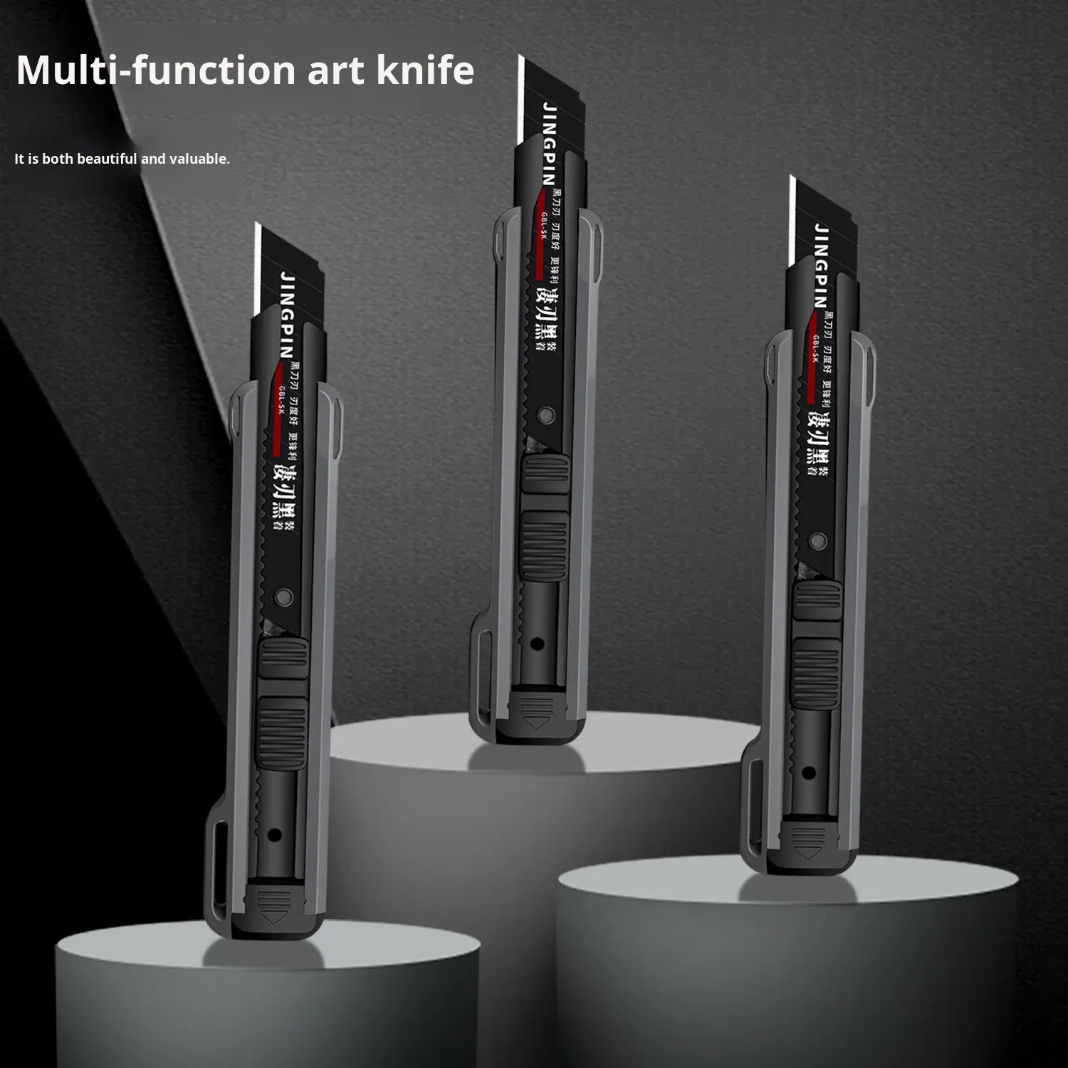 Heavy Duty Thickened 14cm Carbon Steel DIY Utility Knife Push Button Blade Multi-Function Wallpaper Cutter Sharp Durable Black,MY SHOP,