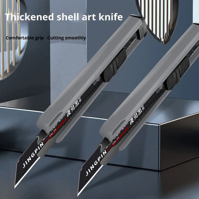 Heavy Duty Thickened 14cm Carbon Steel DIY Utility Knife Push Button Blade Multi-Function Wallpaper Cutter Sharp Durable Black,MY SHOP,