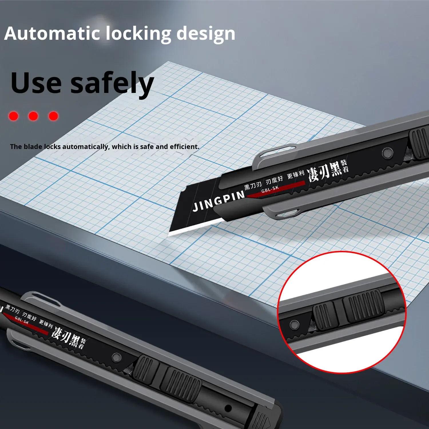 Heavy Duty Thickened 14cm Carbon Steel DIY Utility Knife Push Button Blade Multi-Function Wallpaper Cutter Sharp Durable Black,MY SHOP,