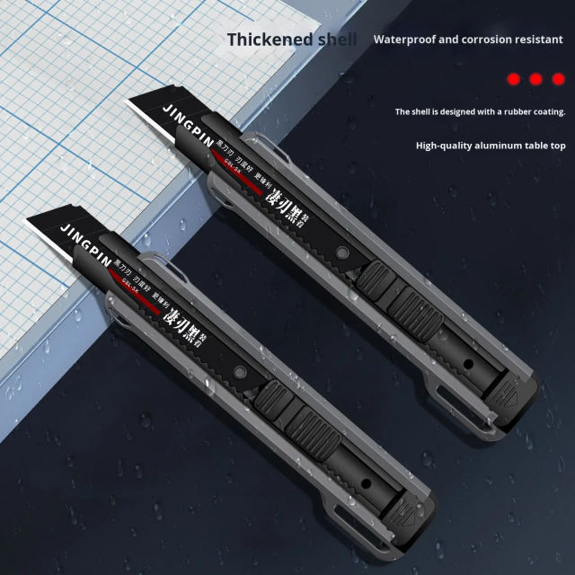 Heavy Duty Thickened 14cm Carbon Steel DIY Utility Knife Push Button Blade Multi-Function Wallpaper Cutter Sharp Durable Black,MY SHOP,