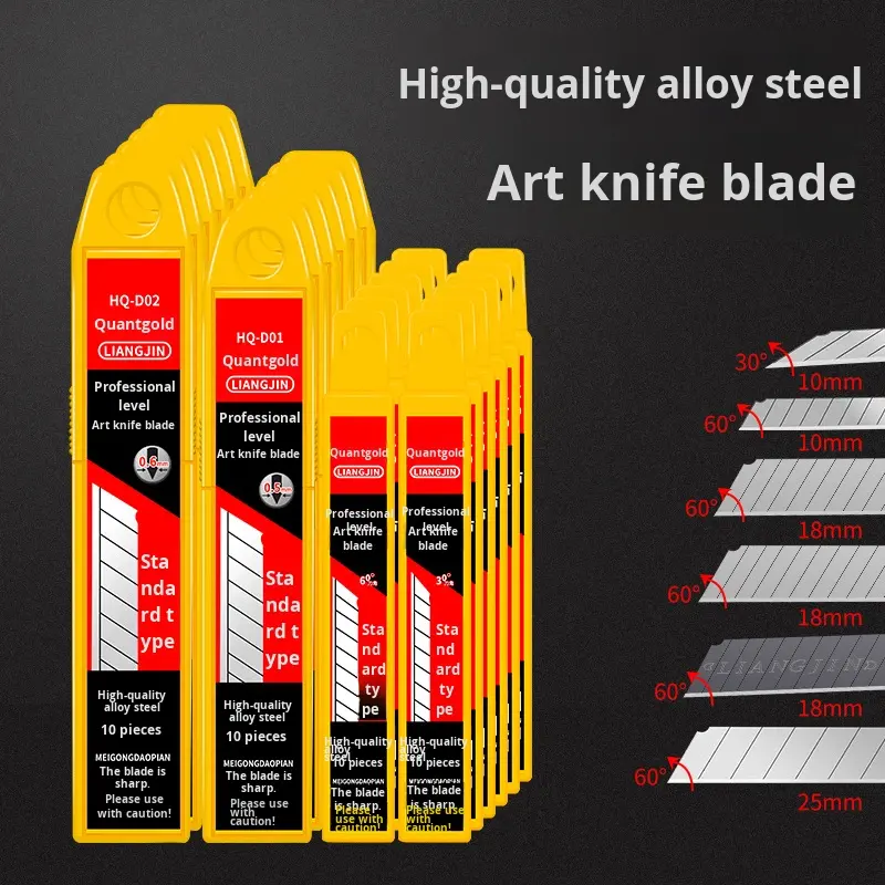 Large 18mm Thickened Professional Grade Alloy Steel Push Button Utility Knife HQ-D02 10 Pcs OEM Aluminum Handle Wallpaper/Paper,MY SHOP,