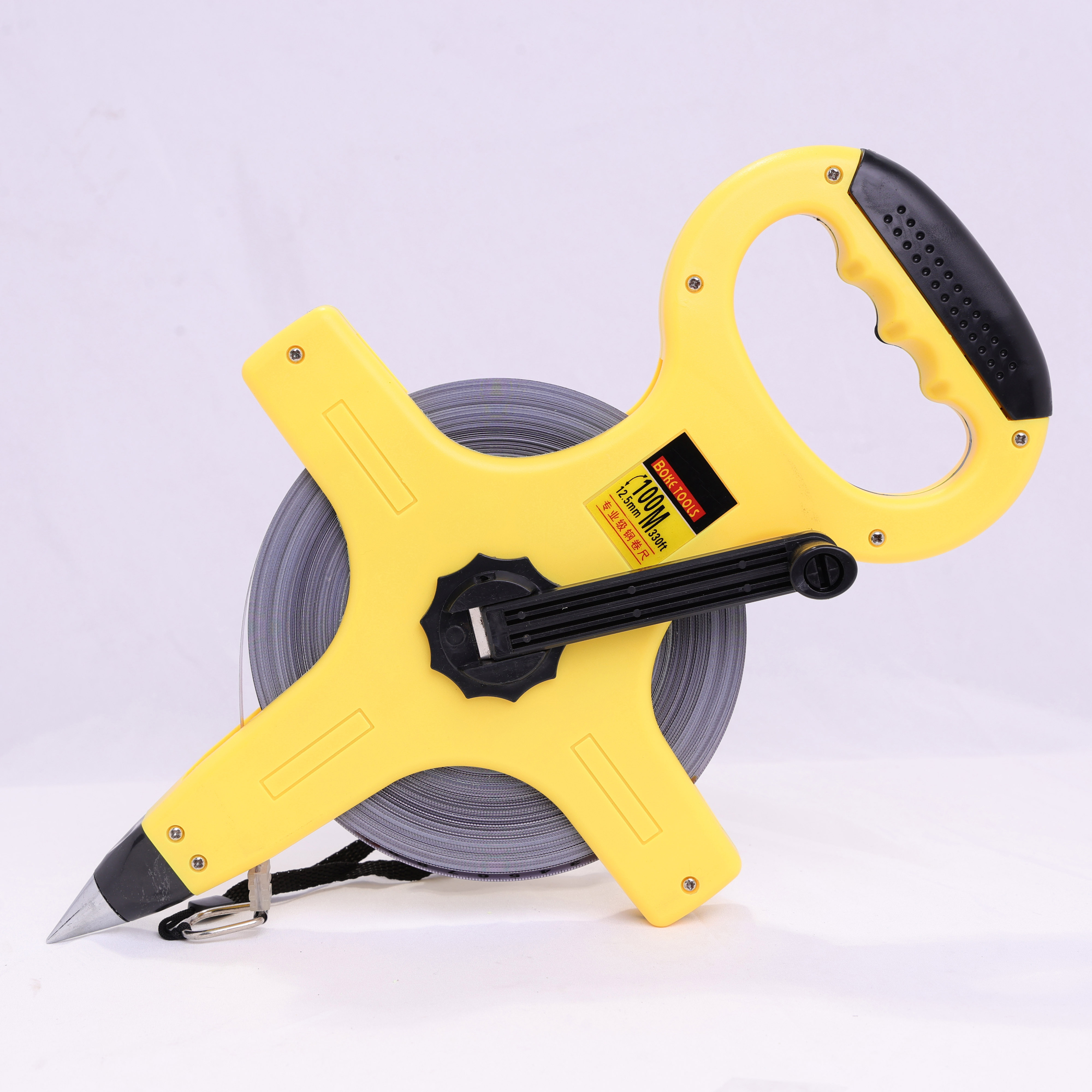 LIANGJIN 100M Heavy-Duty Imperial Surveying Tape Auto Lock Attached Light Yellow Handle Retractable ABS Shell Carbon Steel Blade,MY SHOP,
