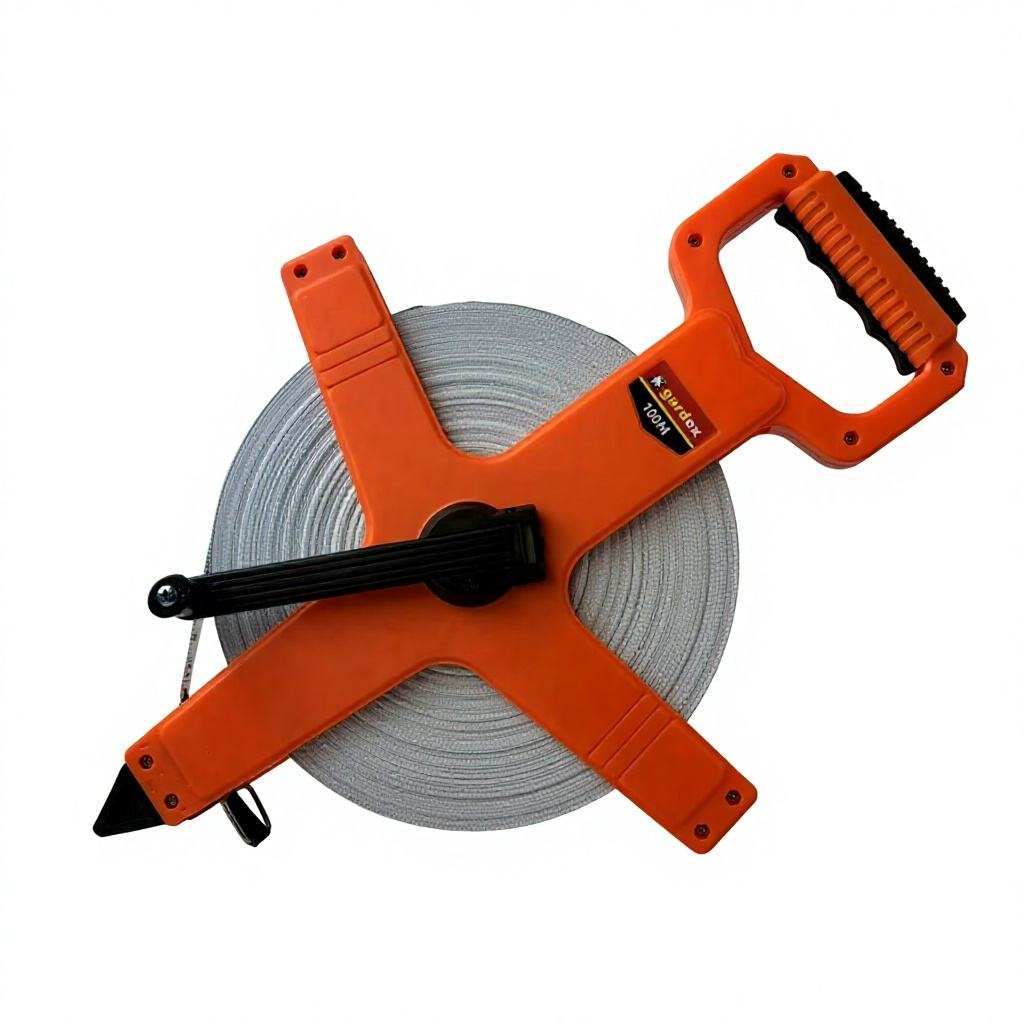 100M Fiberglass Measuring Tape Handheld Frame-Heavy Duty Retractable Auto Lock Measurement Tool Attached Light ABS Shell,MY SHOP,
