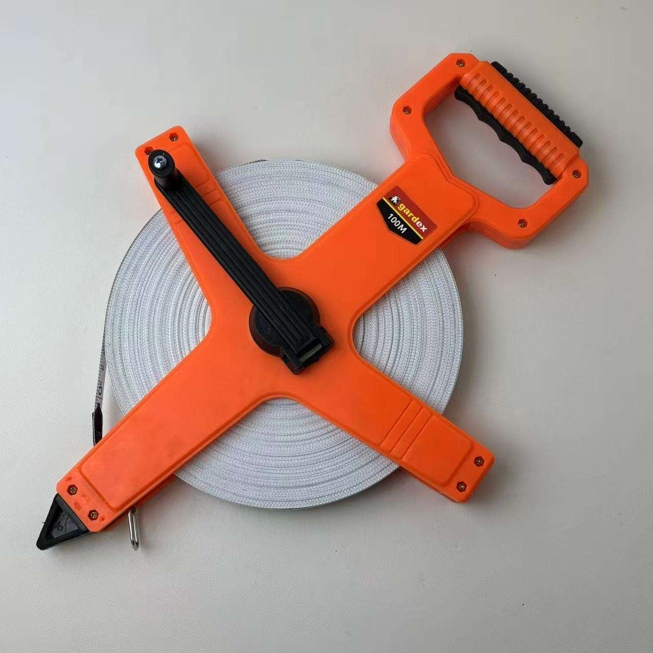 100M Fiberglass Measuring Tape Handheld Frame-Heavy Duty Retractable Auto Lock Measurement Tool Attached Light ABS Shell,MY SHOP,