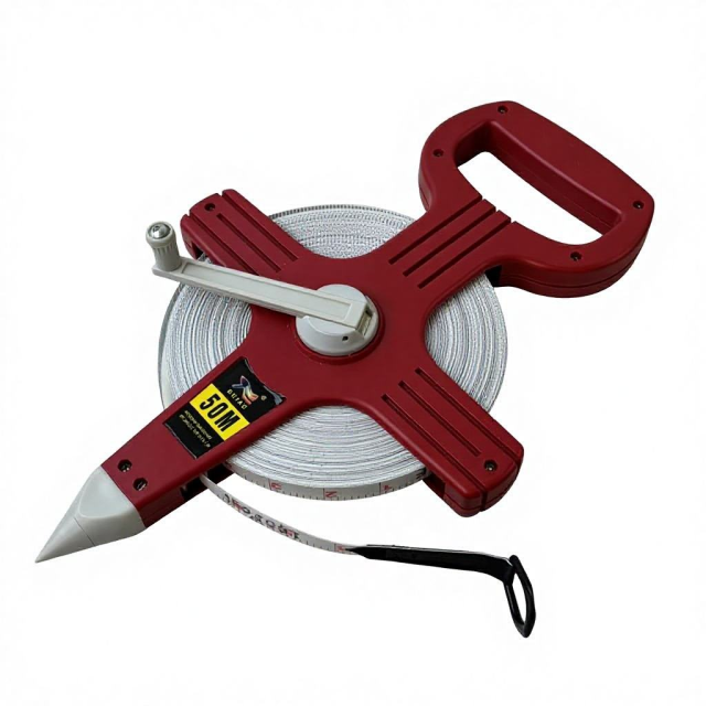 100M Fiberglass Measuring Tape Handheld Frame-Heavy Duty Retractable Auto Lock Measurement Tool Attached Light ABS Shell,MY SHOP,