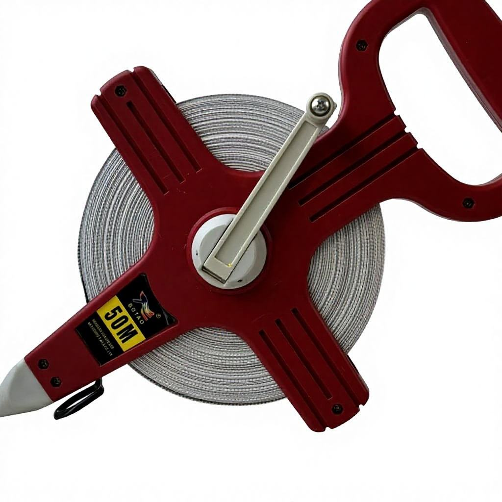 100M Fiberglass Measuring Tape Handheld Frame-Heavy Duty Retractable Auto Lock Measurement Tool Attached Light ABS Shell,MY SHOP,