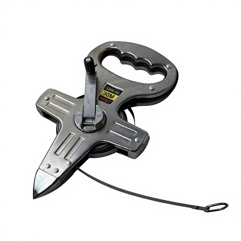 30M Heavy Duty Metal Frame Retractable Auto Lock Steel Tape Measure with Attached Light Imperial/Metric 10m Range,MY SHOP,