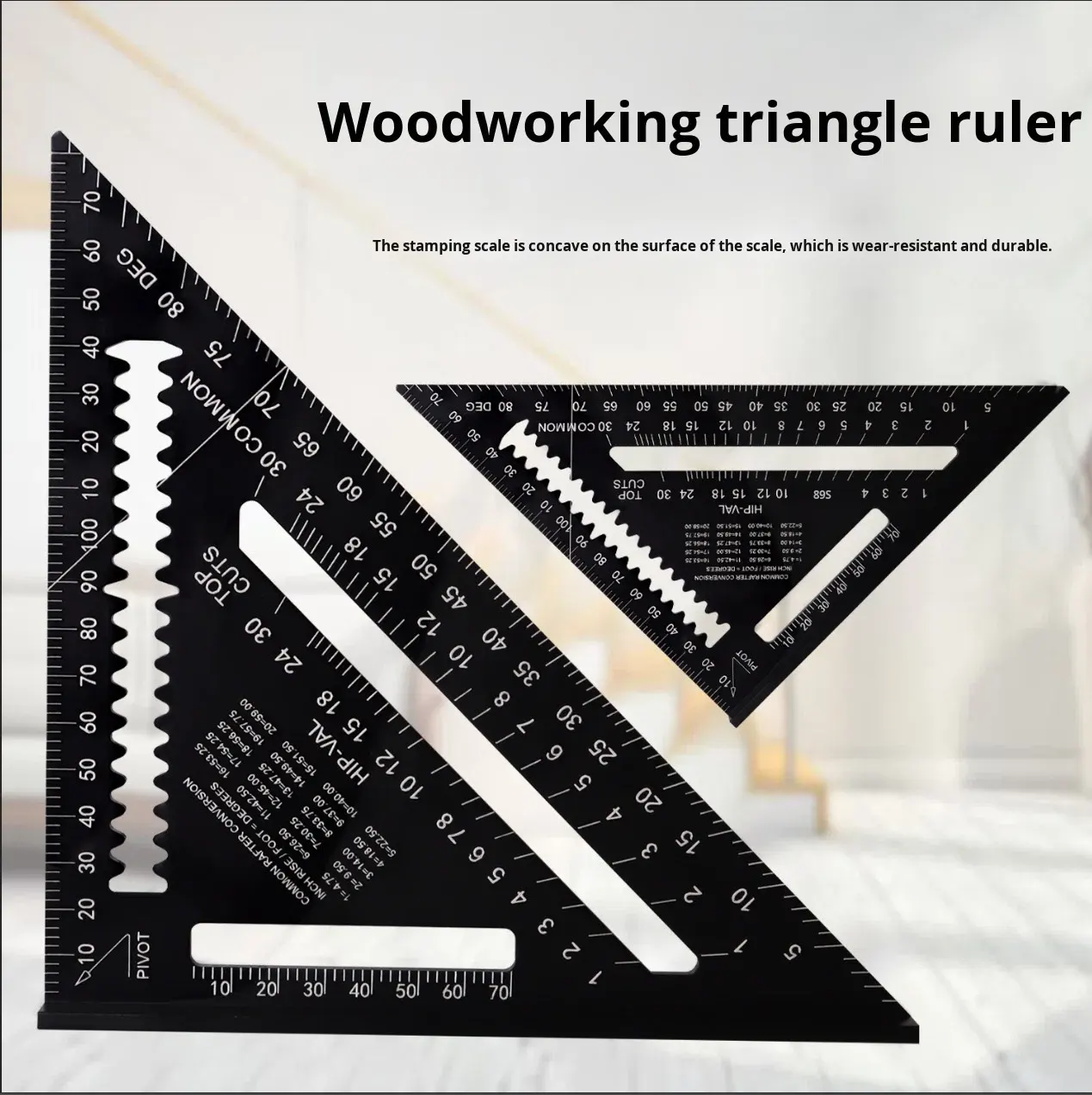 Woodworking Triangle Ruler Aluminum Alloy 7-Inch Metric Right Angle 45 and 90 Degrees,MY SHOP,