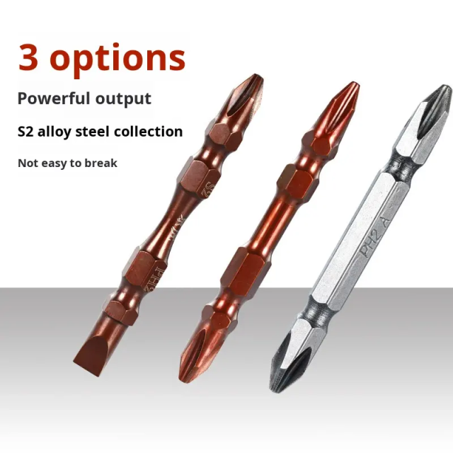 Electric Screwdriver Bits Set Industrial DIY OEM Chrome Finish Acetate Handle Phillips Slotted Double Head Strong Magnetic,MY SHOP,
