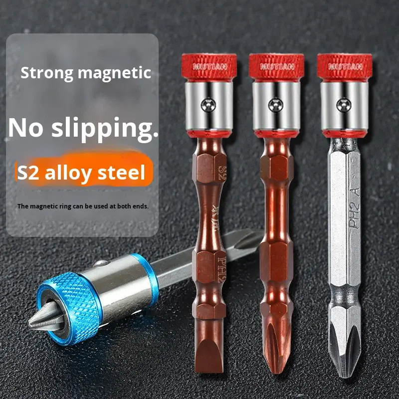 Electric Screwdriver Bits Set Industrial DIY OEM Chrome Finish Acetate Handle Phillips Slotted Double Head Strong Magnetic,MY SHOP,