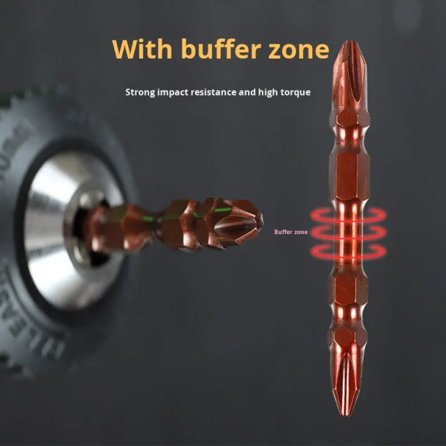 Electric Screwdriver Bits Set Industrial DIY OEM Chrome Finish Acetate Handle Phillips Slotted Double Head Strong Magnetic,MY SHOP,