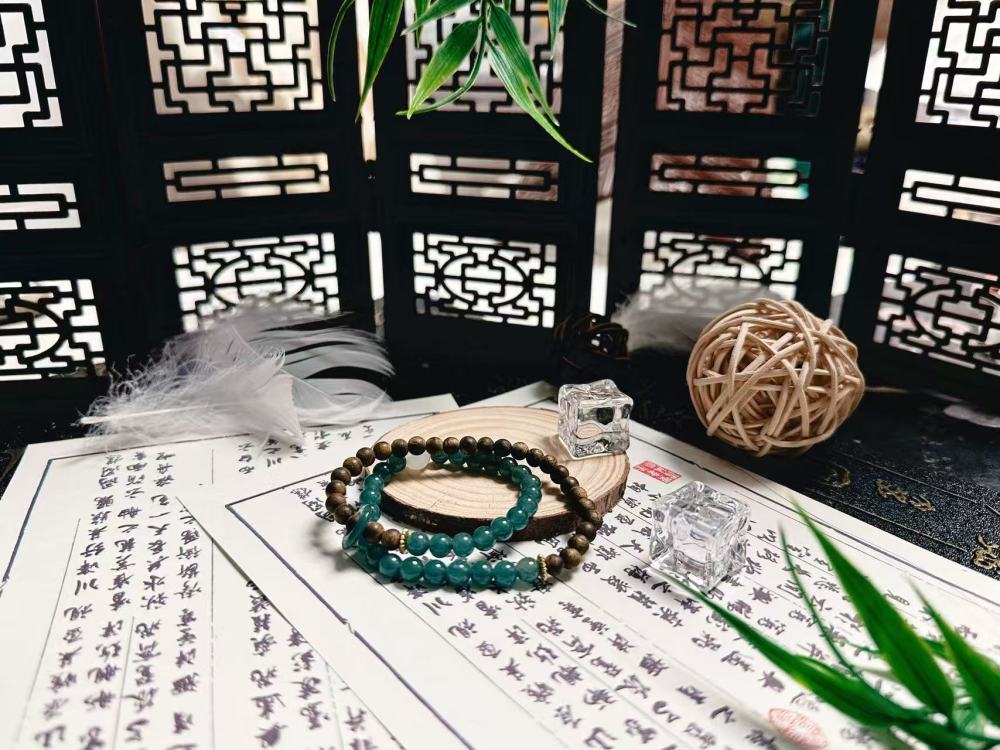 "Secret Realm" Double-Layer Bracelet Set - Agarwood & Jadeite Beads