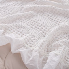 대나무섬유-면 혼방｜와플 담요 프릴 마감