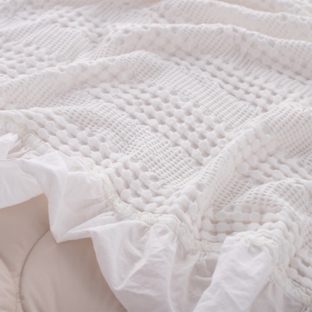 대나무섬유-면 혼방｜와플 담요 프릴 마감