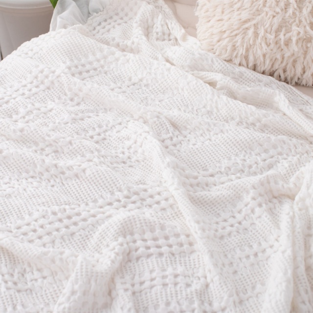 대나무섬유-면 혼방｜와플 담요 프릴 마감