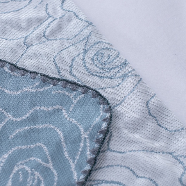 100% PE 자카드 냉감 담요｜조개 물결 모서리