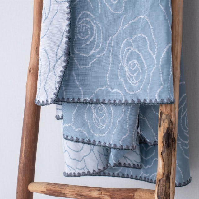 100% PE 자카드 냉감 담요｜조개 물결 모서리