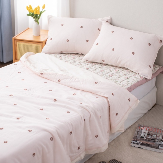 60수 렌징 텐셀 프린트 4피스 세트｜삥줄/프린트/모서리 고무밴드/퀼팅