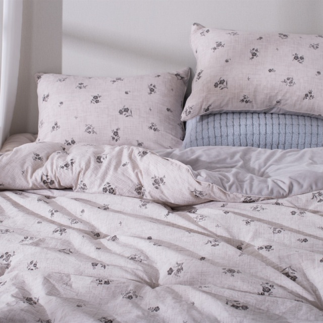 면 질감 느낌의 프린트 시어서커 목화 이불