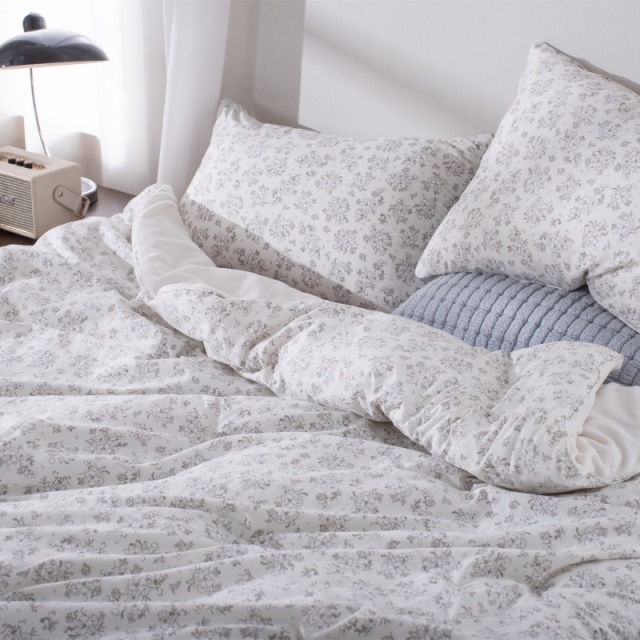 쟈카드 프린트 시어서커 차렵이불 | 가는 스트라이프