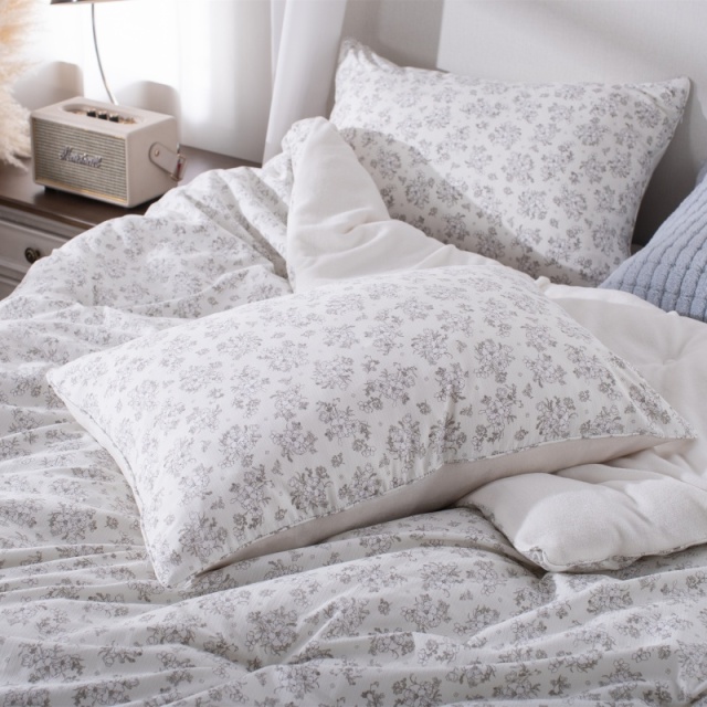 쟈카드 프린트 시어서커 차렵이불 | 가는 스트라이프